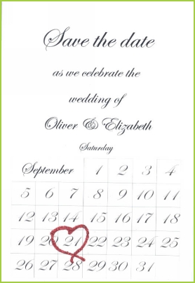 Save the Date with red glitter
